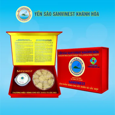 Hộp quà tặng Yến sào Sanvinest Khánh Hòa chính hiệu nguyên tổ sơ chế 100g - Q210